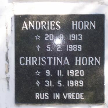 HORN Andries 1913-1989 &amp; Christina 1920-1989