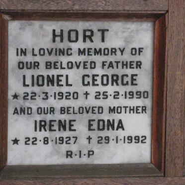 HORT Lionel George 1920-1990 &amp; Irene Edna 1927-1992