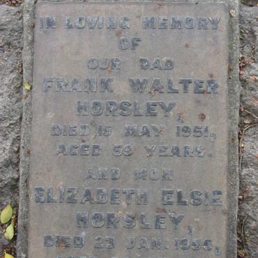 HORSLEY Frank Walter -1951 &amp; Elizabeth Elsie -1955
