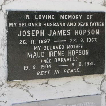 HOPSON Joseph James 1897-1967 &amp; Maud Irene DARVALL 1904-1981