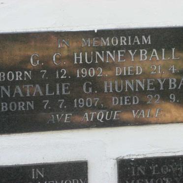 HUNNEYBALL G.C. 1902-1967 &amp; Natalie G. 1907-1992