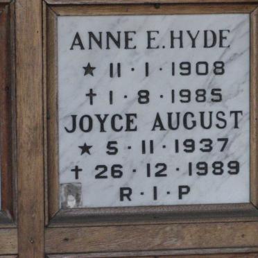 HYDE Anne E. 1908-1985 :: AUGUST Joyce 1937-1989