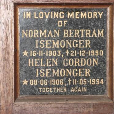 ISEMONGER Norman Bertram 1903-1990 &amp; Helen Gordon 1906-1994