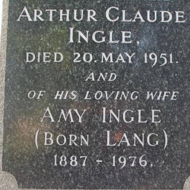 INGLE Arthur Claude -1951 &amp; Amy LANG 1887-1976