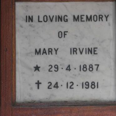IRVINE Mary 1887-1981
