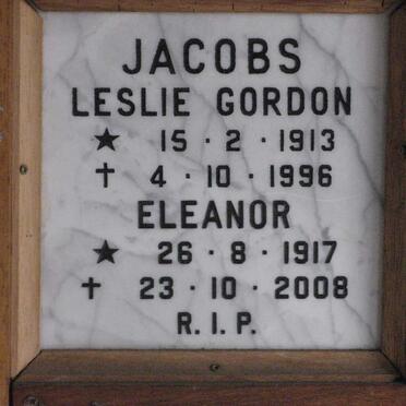 JACOBS Leslie Gordon 1913-1996 &amp; Eleanor 1917-2008