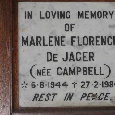 JAGER Marlene Florence, de nee CAMPBELL 1944-1984