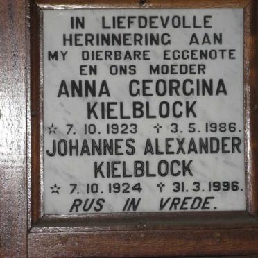 KIELBLOCK Johannes Alexander 1924-1996 &amp; Anna Georgina 1923-1986