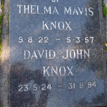 KNOX David John 1924-1994 &amp; Thelma Mavis 1922-1957
