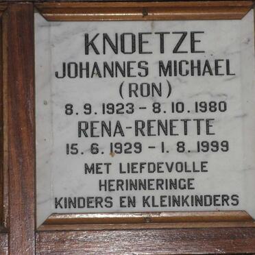 KNOETZE Johannes Michael 1923-1980 &amp; Rena-Renette 1929-1999