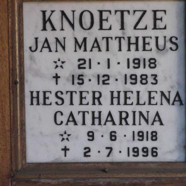 KNOETZE Jan Mattheus 1918-1983 &amp; Hester Helena Catharina 1918-1996