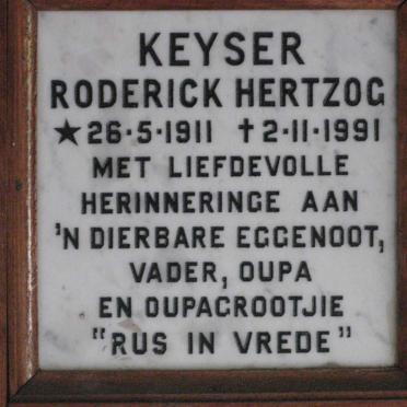 KEYSER Roderick Hertzog 1911-1991
