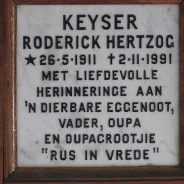 KEYSER Roderick Hertzog 1911-1991