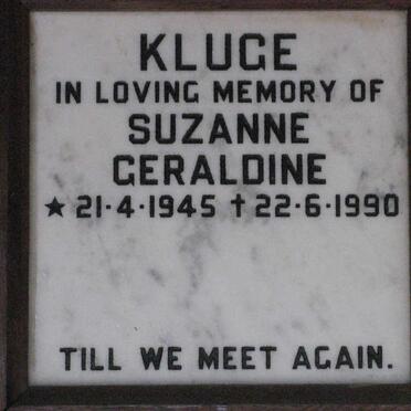 KLUGE Suzanne Geraldine 1945-1990