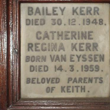 KERR Bailey -1948 &amp; Catherine Regina VAN EYSSEN -1959