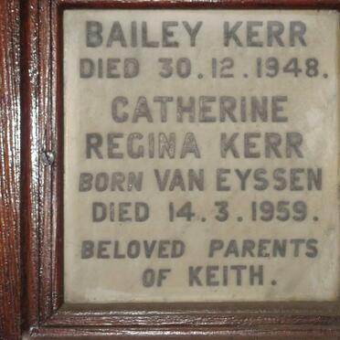 KERR Bailey -1948 &amp; Catherine Regina VAN EYSSEN -1959