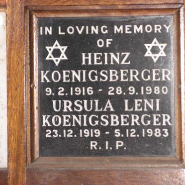 KOENIGSBERGER Heinz 1916-1980 &amp; Ursula Leni 1919-1983