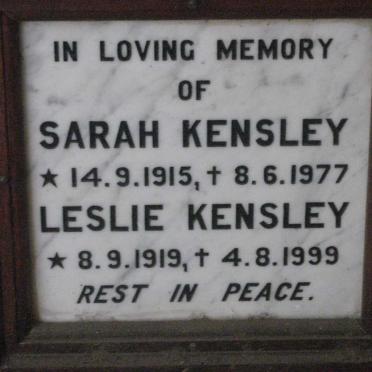 KENSLEY Leslie 1919-1999 &amp; Sarah 1915-1977