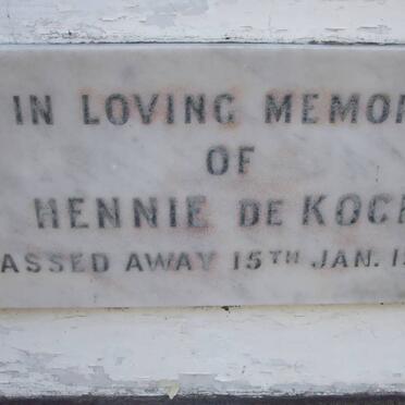 KOCK Hennie, de -1954