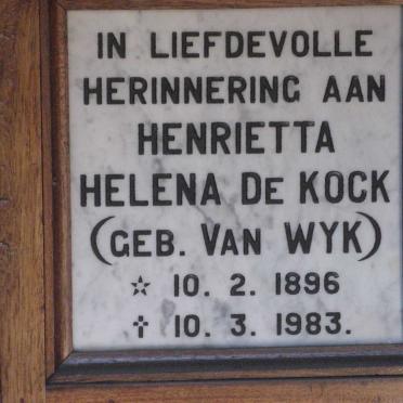 KOCK Henrietta Helena, de nee VAN WYK 1896-1983