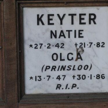 KEYTER Natie 1942-1982 &amp; Olga PRINSLOO 1947-1986
