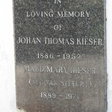KIESER Johan Thomas 1886-1952 &amp; Maud Mary VAN SITTERT 1889-1971