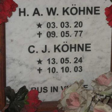 KOHNE H.A.W. 1920-1977 &amp; C.J. 1924-2003