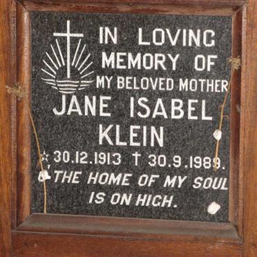 KLEIN Jane Isabel 1913-1989