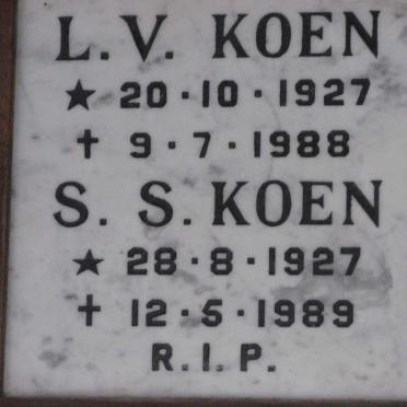 KOEN L.V. 1927-1988 &amp; S.S. 1927-1989