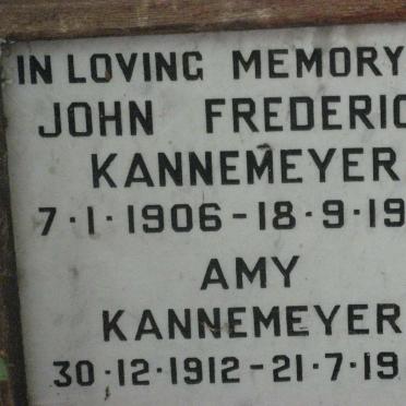 KANNEMEYER John Frederick 1906-1976 &amp; Amy 1912-1984