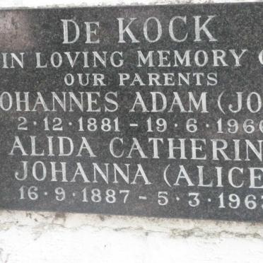 KOCK Johannes Adam, de 1881-1966 &amp; Alida Catherine Johanna 1887-1963