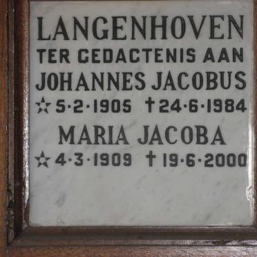 LANGENHOVEN Johannes Jacobus 1905-1984 &amp; Maria Jacoba 1909-2000