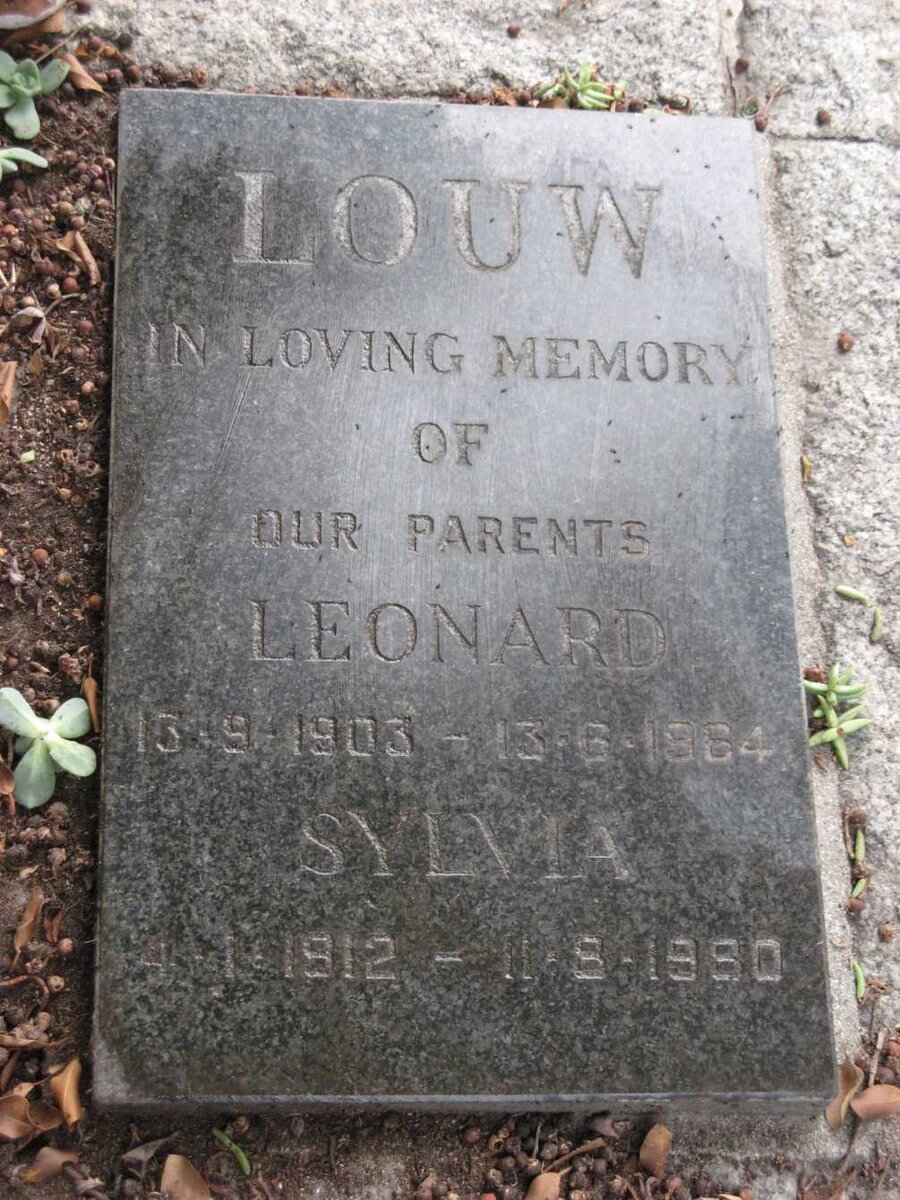 LOUW Leonard 1903-1964 &amp; Sylvia 1912-1980