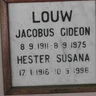 LOUW Jacobus Gideon 1911-1975 &amp; Hester Susana 1916-1996