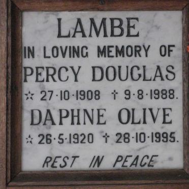 LAMBE Percy Douglas 1908-1988 &amp; Daphne Olive 1920-1995