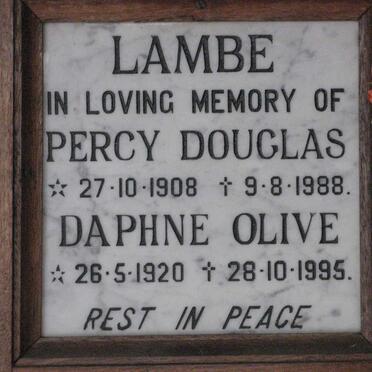 LAMBE Percy Douglas 1908-1988 &amp; Daphne Olive 1920-1995