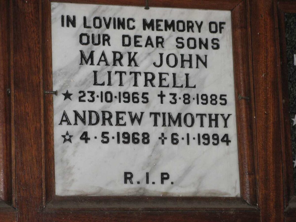 LITTRELL Mark John 1965-1985 :: LITTRELL Andrew Timothy 1968-1994