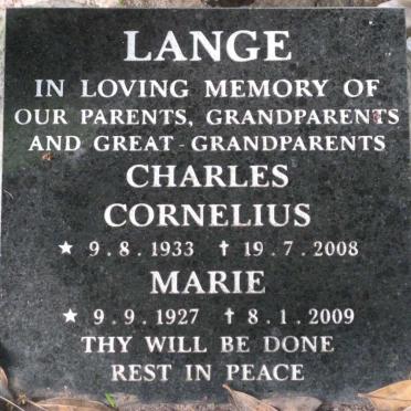LANGE Charles Cornelius 1933-2008 &amp; Marie 1927-2009