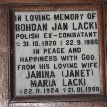 LACKI Bohdan Jan 1920-1986 &amp; Janina Maria 1924-1998