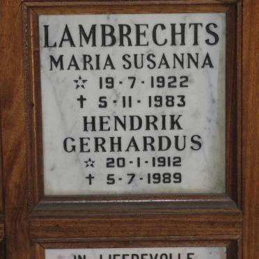 LAMBRECHTS Hendrik Gerhardus 1912-1989 &amp; Maria Susanna 1922-1983