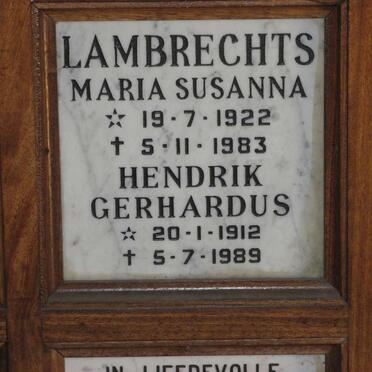 LAMBRECHTS Hendrik Gerhardus 1912-1989 &amp; Maria Susanna 1922-1983
