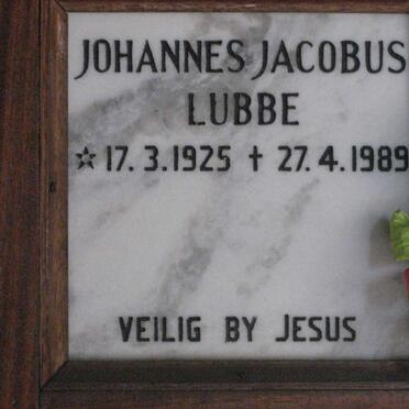 LUBBE Johannes Jacobus 1925-1989