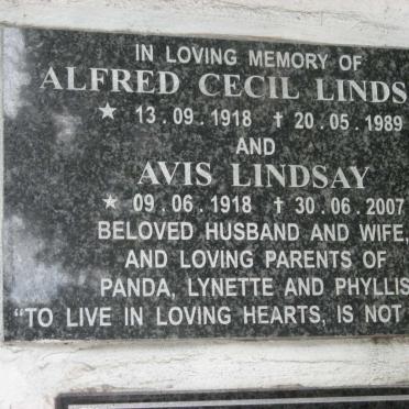 LINDSAY Alfred Cecil 1918-1989 &amp; Avis 1918-2007