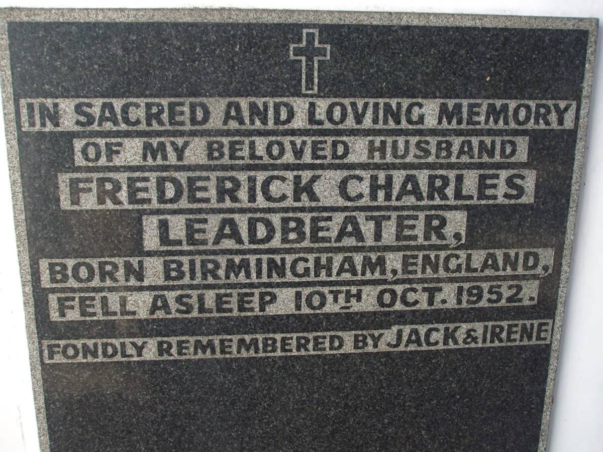 LEADBEATER Frederick Charles -1952