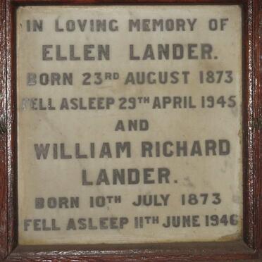 LANDER William Richard 1873-1946 &amp; Ellen 1873-1945