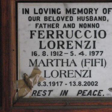LORENZI Ferruccio 1912-1977 &amp; Martha 1917-2002