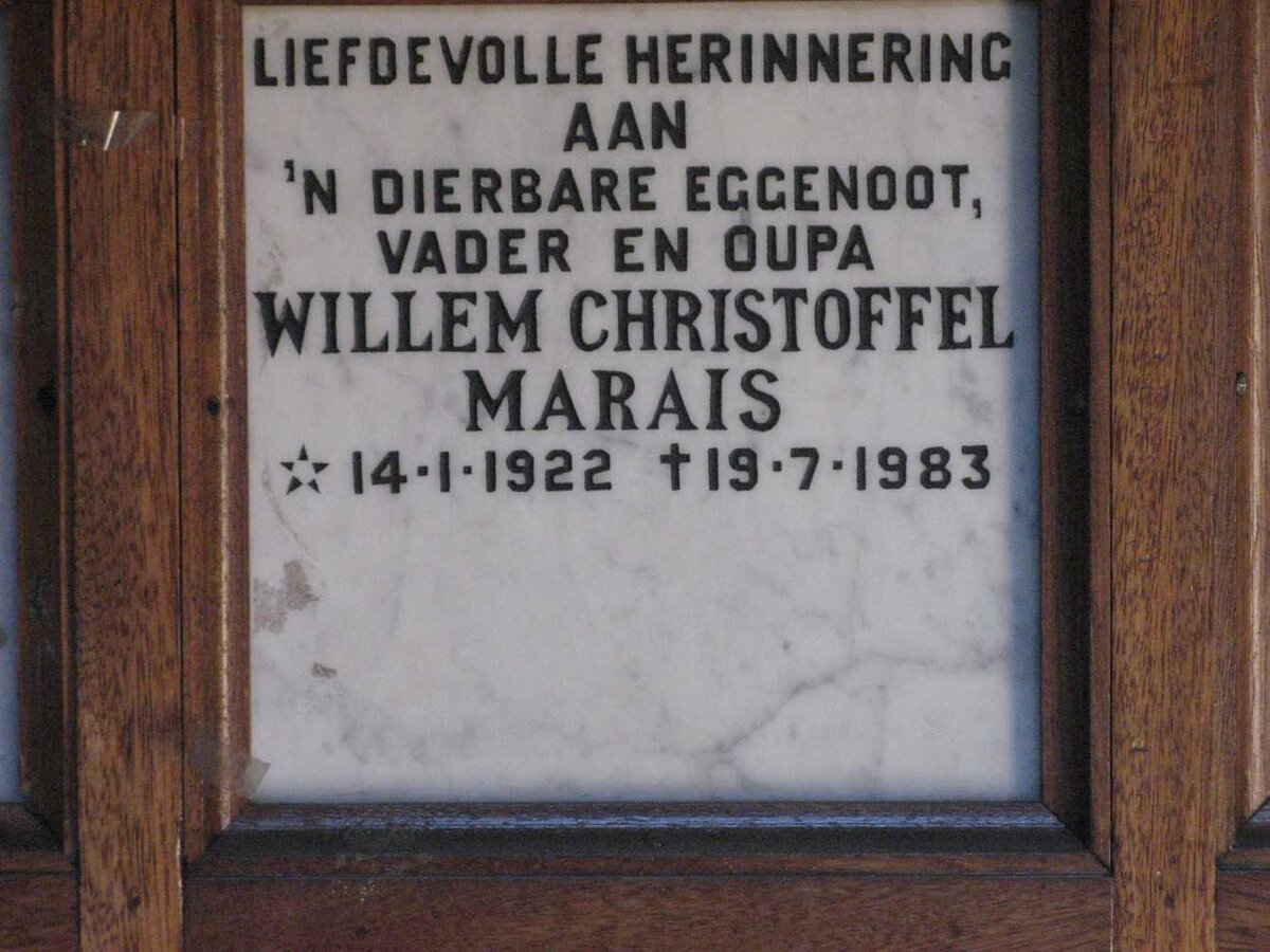 MARAIS Willem Christoffel 1922-1983