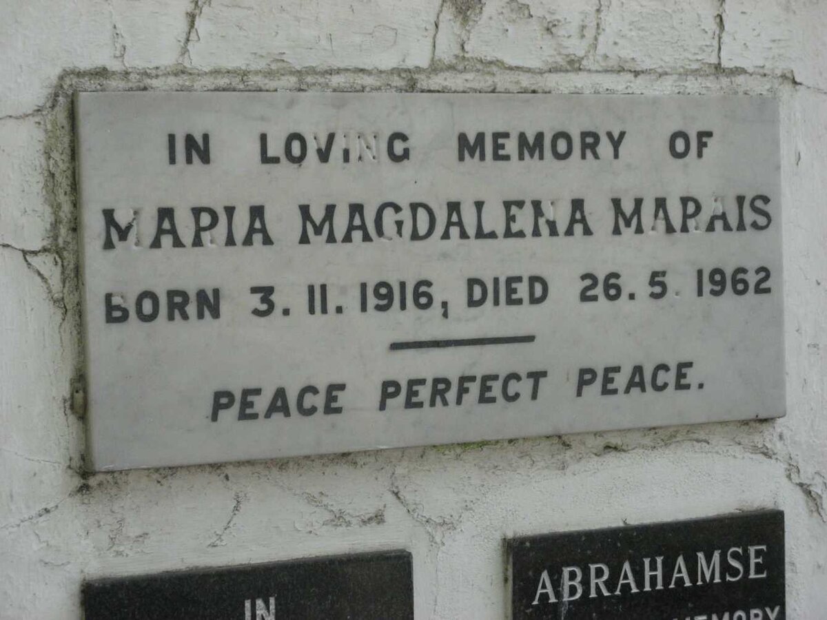 MARAIS Maria Magdalena 1916-1962