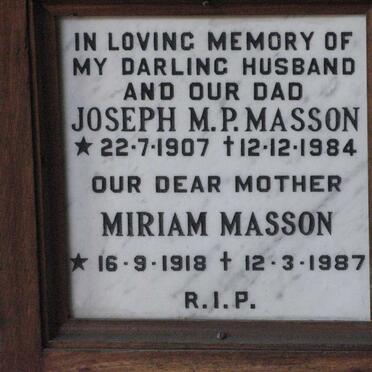 MASSON Joseph M.P. 1907-1984 &amp; Miriam 1918-1987