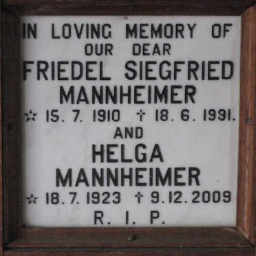 MANNHEIMER Friedel Siegfried 1910-1991 &amp; Helga 1923-2009